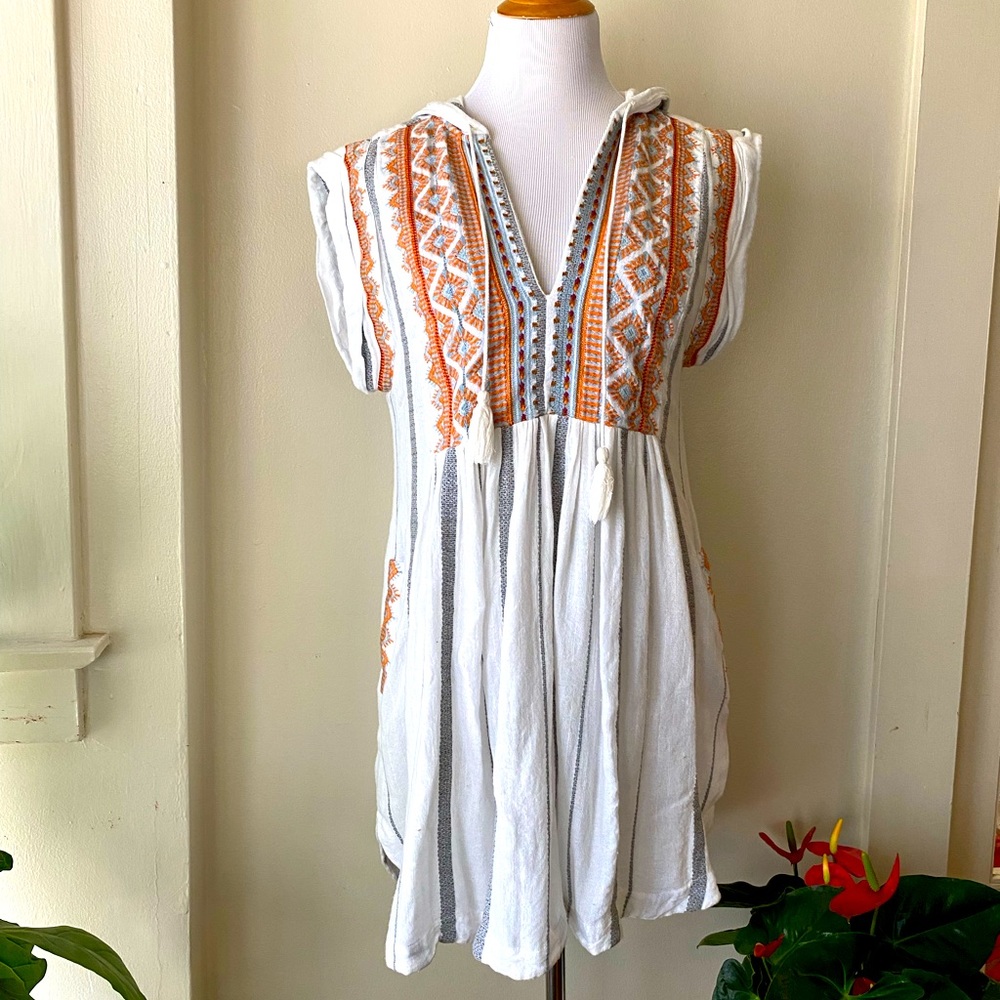 Free People Hooded Tunic Embroidered S